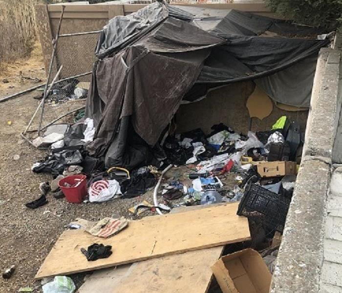 Picture of homeless camp tent structure 